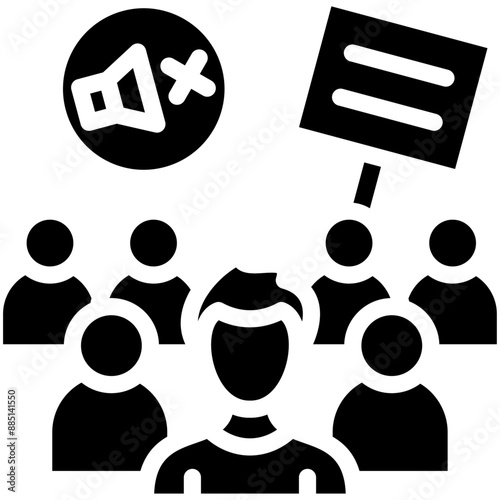 Silent Protest vector icon illustration of Protesting and Civil Disobedience iconset.
