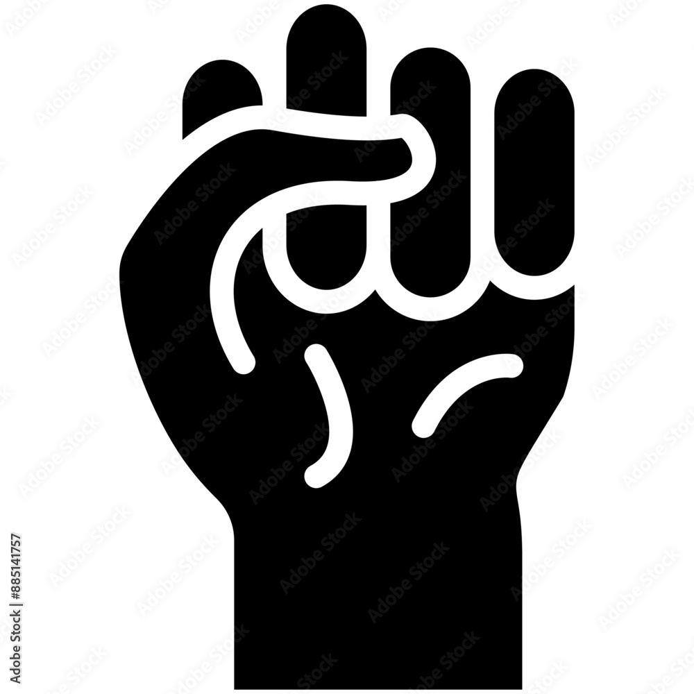 Obraz premium Raised Fist vector icon illustration of Protesting and Civil Disobedience iconset.