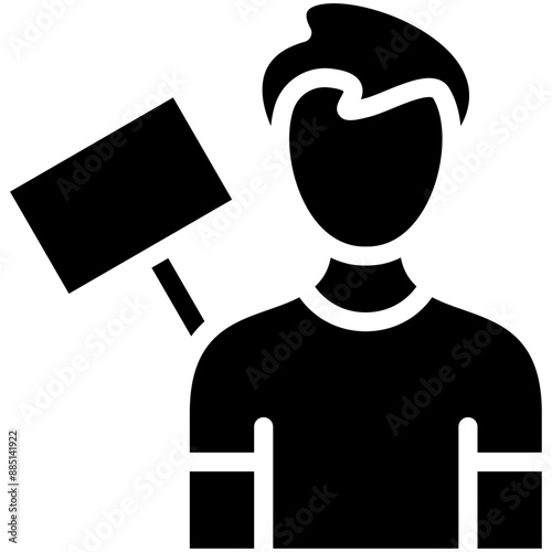 Protester Male vector icon illustration of Protesting and Civil Disobedience iconset.