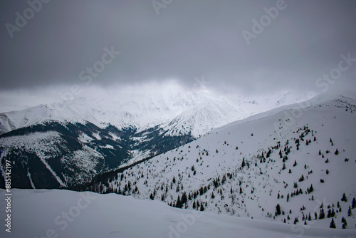 polish tatra mountains in winter weather