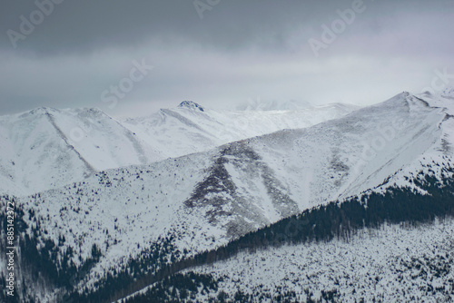 polish tatra mountains in winter weather