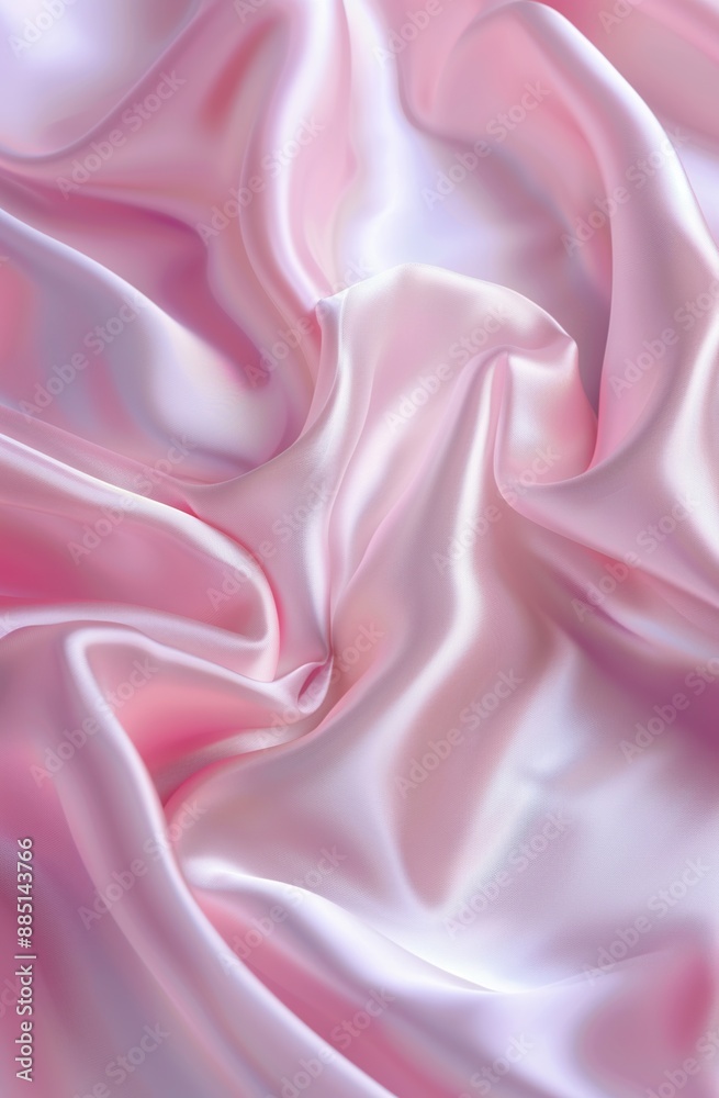 Obraz premium Closeup of rippled light red silk fabric lines. 3d render