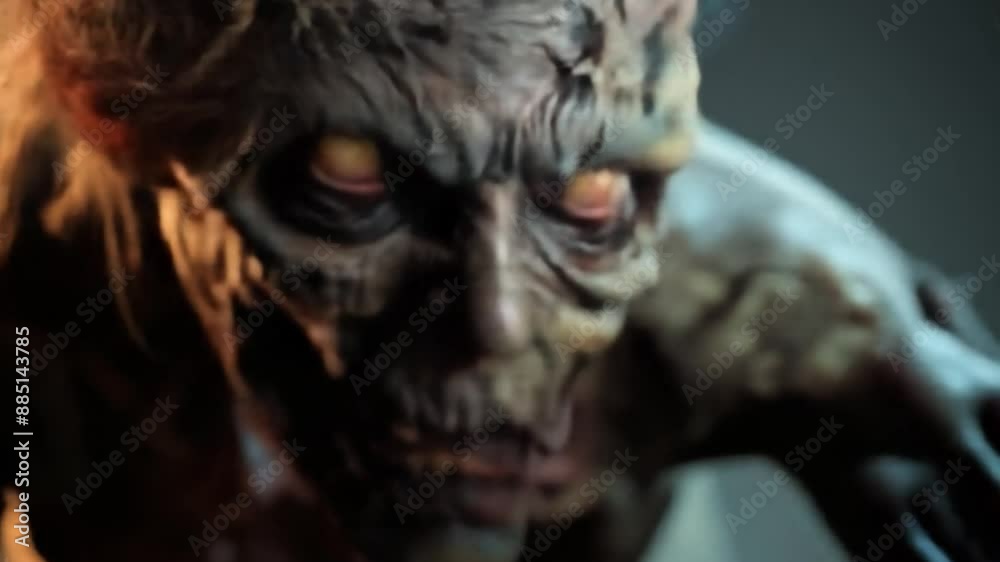Zombie, living dead, close-up portrait. Post apocalyptic zombie horror Zombie, living dead, close-up portrait. Post apocalyptic zombie horror