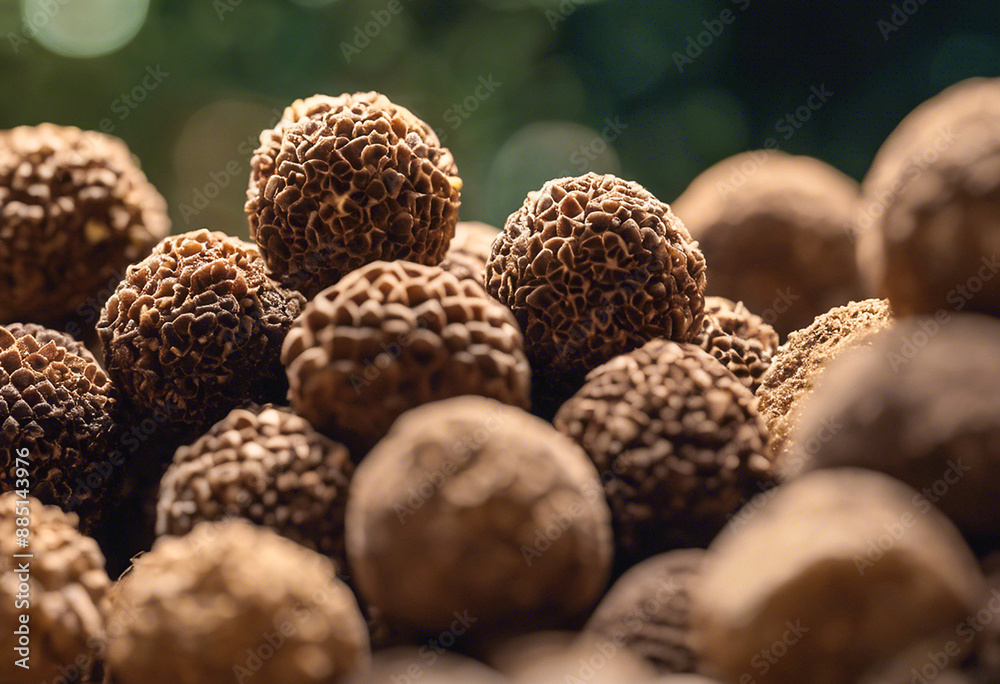 Close-up with many truffles. A bunch of truffles Close-up with many truffles. A bunch of truffles