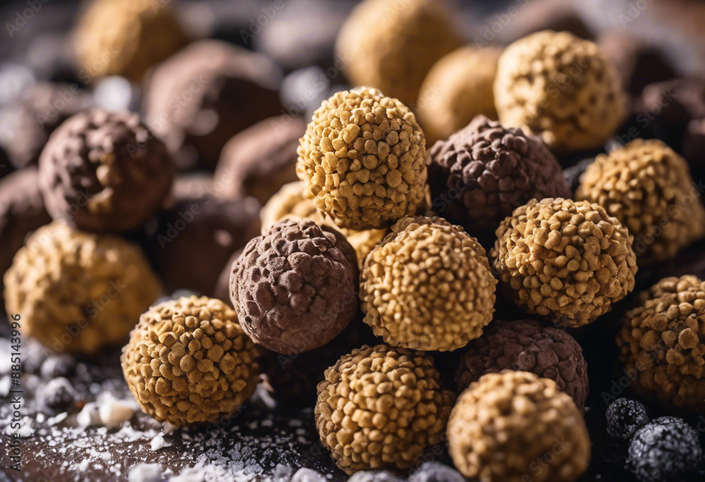 Close-up with many truffles, a bunch of truffles Close-up with many truffles, a bunch of truffles
