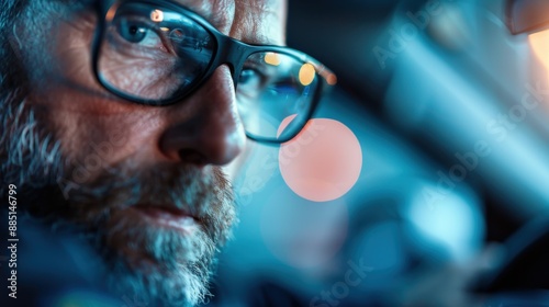 Wallpaper Mural Photo captures a driver at night with focused unknown face and reflections of blurred lights in the background evoking a sense of travel and modern urban life. Torontodigital.ca