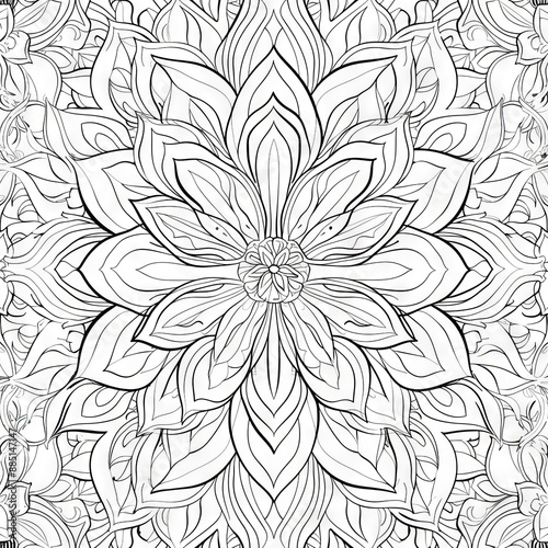Wallpaper Mural Flower Coloring Book, Black White Line Mandala, Coloring Flower Drawing Imitation Torontodigital.ca