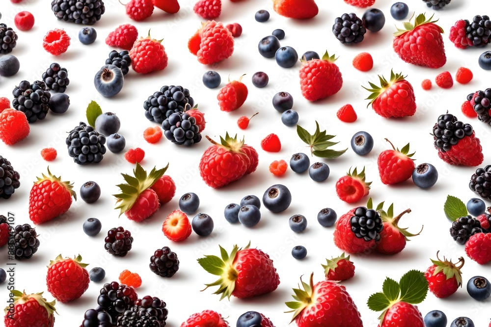 Falling berries isolated on white background, Falling berries isolated on white background,