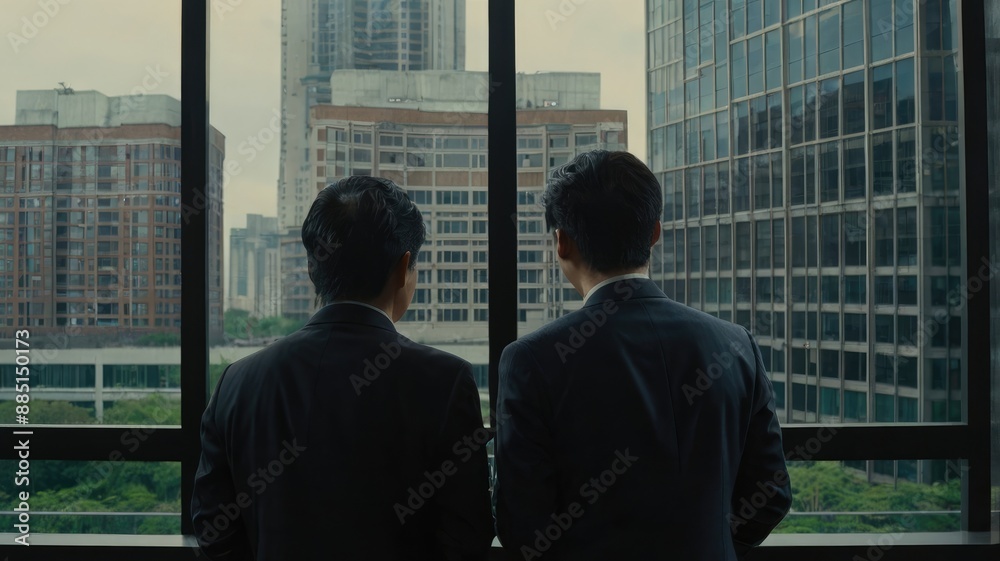 Professional Businessmen looking outside Professional Businessmen looking outside