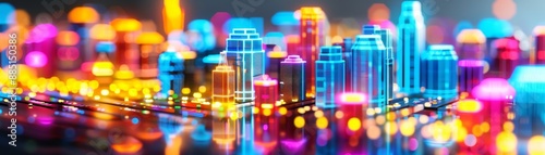 abstract cityscape with vibrant neon lights and blurred background - a futuristic urban illustration of modern architecture.