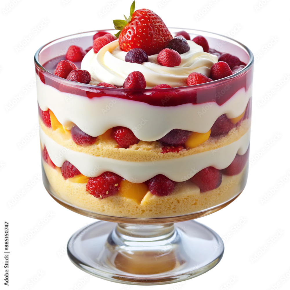 trifle -isolated on white background., dessert with cream and berries. trifle -isolated on white background., dessert with cream and berries.