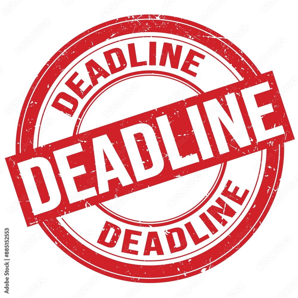 DEADLINE text written on red round stamp sign DEADLINE text written on red round stamp sign