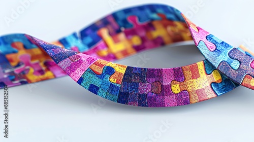 Colorful Puzzle Pieces in a Curved Shape.