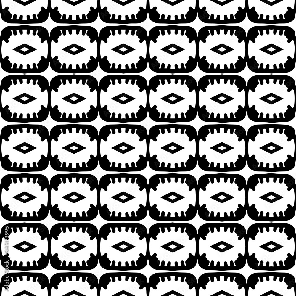 Fototapeta premium Abstract black figures on a whire background. Seamless texture for fashion, textile design, on wall paper, wrapping paper, fabrics and home decor. Simple repeat pattern.