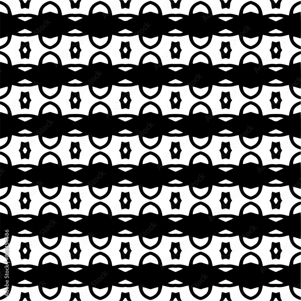 Fototapeta premium Abstract black figures on a whire background. Seamless texture for fashion, textile design, on wall paper, wrapping paper, fabrics and home decor. Simple repeat pattern.