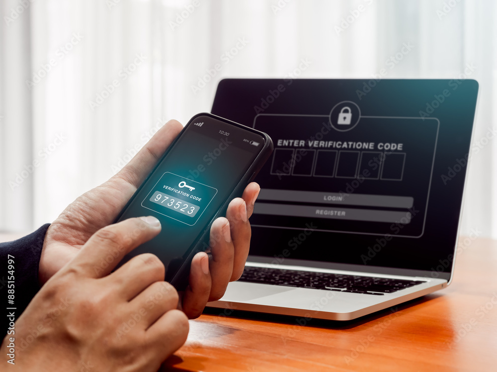 Two factor authentication or 2FA, cyber security concept. Password ...