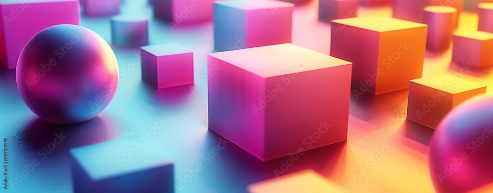 Abstract 3D shapes with gradient colors and lots of room for text Abstract 3D shapes with gradient colors and lots of room for text