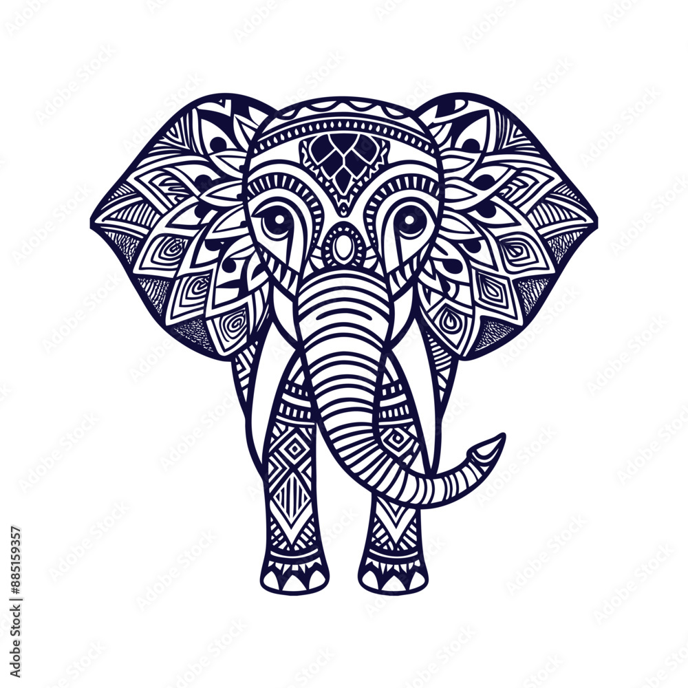 Obraz premium Elephant mandala Clip art isolated vector illustration on a white background