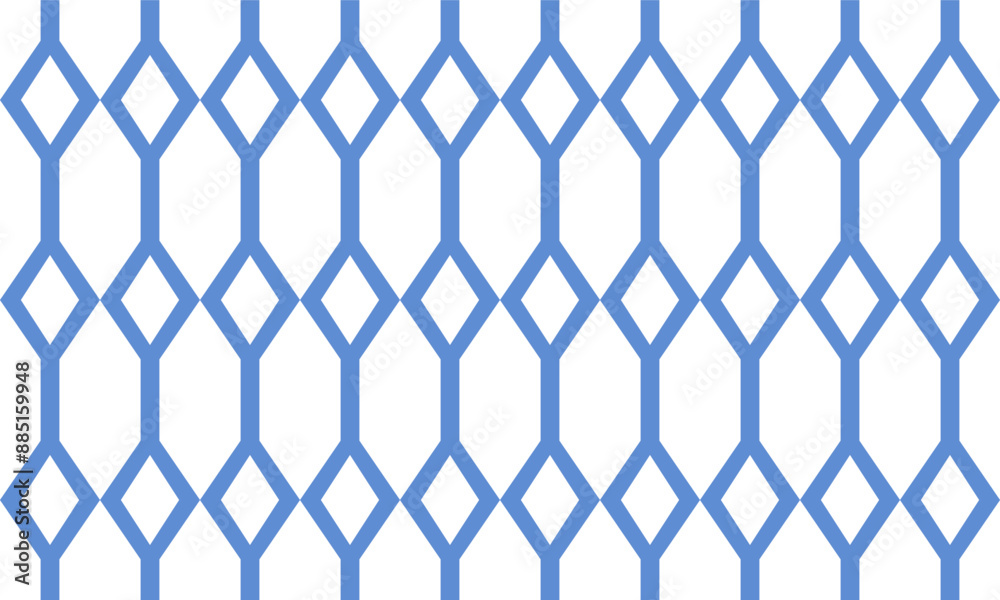 Naklejka premium Seamless pattern with rhombuses in white and blue diamond line net, with squares block arrange as wall design for fabric print, wallpaper, background, vertical strip 