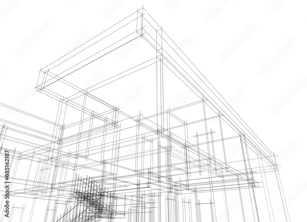 house building sketch architecture 3d illustration house building sketch architecture 3d illustration