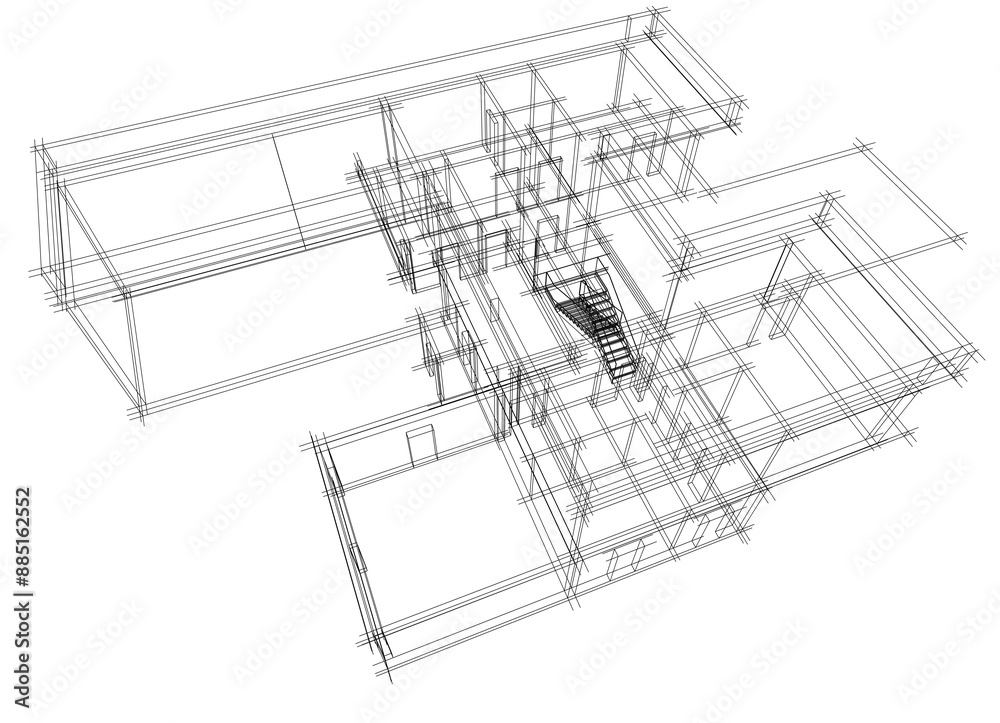 house building sketch architecture 3d illustration house building sketch architecture 3d illustration