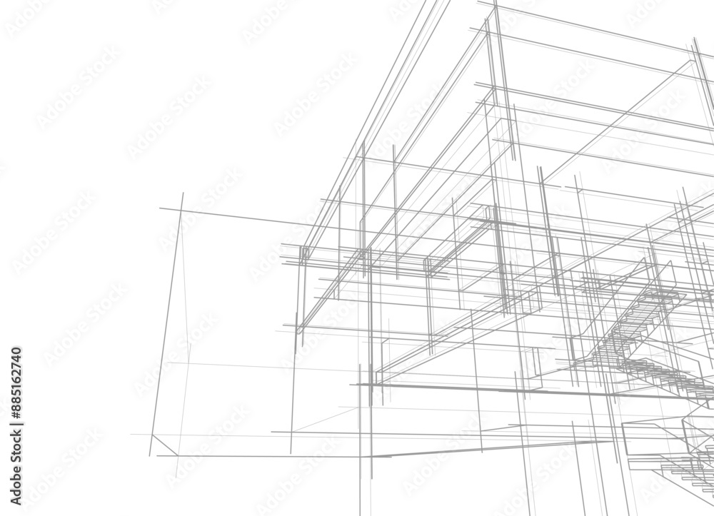 house building sketch architecture 3d illustration