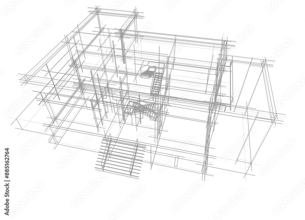 house building sketch architecture 3d illustration house building sketch architecture 3d illustration