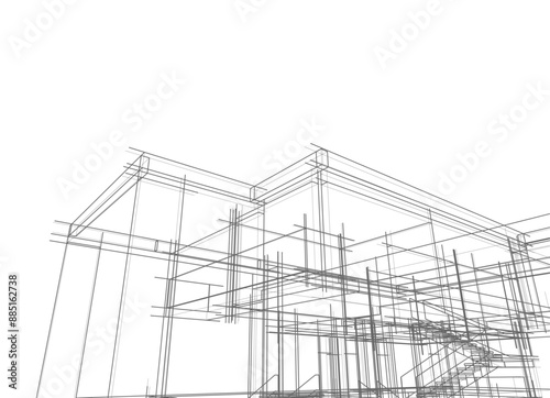 house building sketch architecture 3d illustration