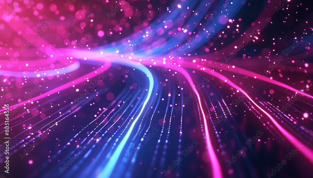 Obraz premium Neon waves wallpaper black background generated.AI 