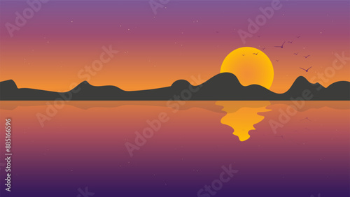 Stunning sunset scene with vibrant orange and purple hues