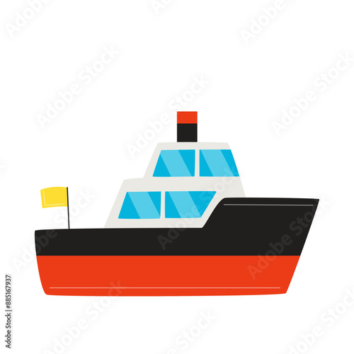 Vector picture of ship isolated on white background.
