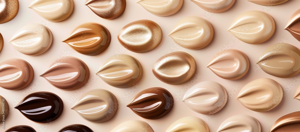 Obraz premium Collection of several liquids on a light brown background with different color tones