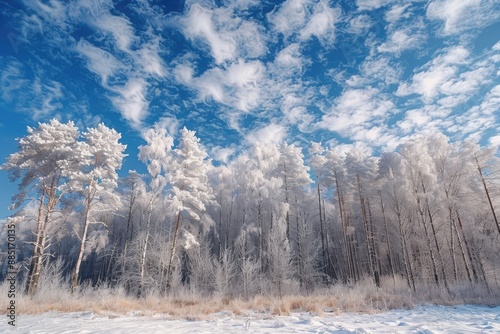 Wallpaper Mural Winter Wonderland: A Frosty Forest Under a Blue Sky Torontodigital.ca