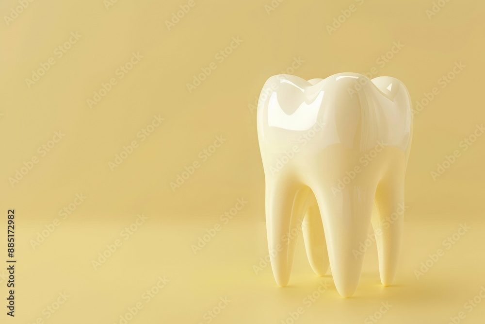3D Icon Of A White Tooth Isolated On A Pastel Yellow Wallpaper With Copy Space, Concept Of Dentistry, Dental Care 3D Icon Of A White Tooth Isolated On A Pastel Yellow Wallpaper With Copy Space, Concept Of Dentistry, Dental Care