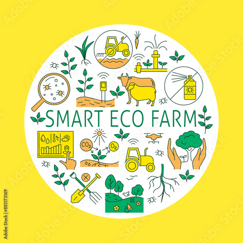 Smart eco farm round poster