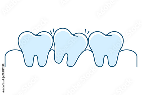 Crooked tooth line icon vector isolated. Concept of dentistry and oral health. Orthodontic problem.