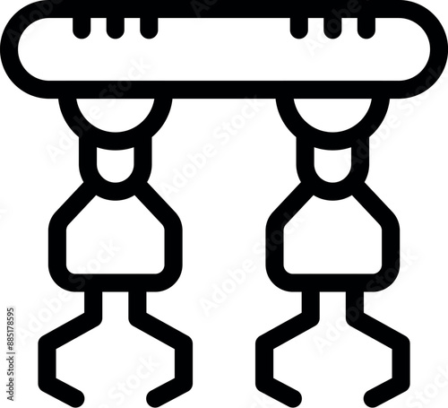 Icon of an industrial robot manipulator holding a detail on the production line