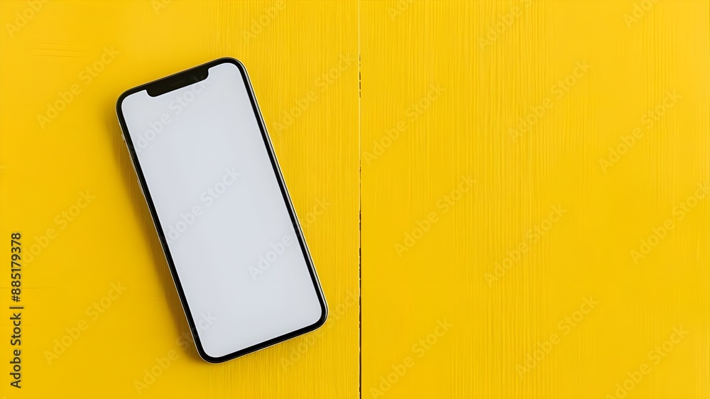 Smartphone mockup on a yellow background, Mockup, Phone mockups, Blank screen, copy space Smartphone mockup on a yellow background, Mockup, Phone mockups, Blank screen, copy space