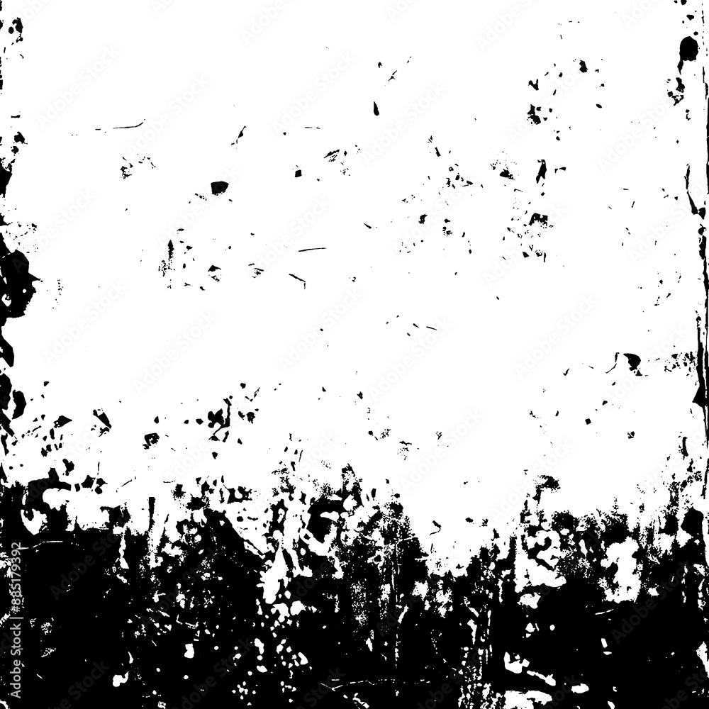 Elaborate Black Grunge Texture on Pure White Surface