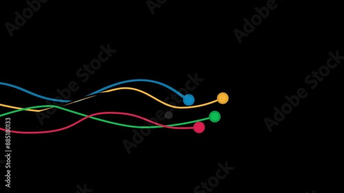 multicolored lines on transparent background. Moving and waving like flag for sport event. summer olympic games color palette on transparent background