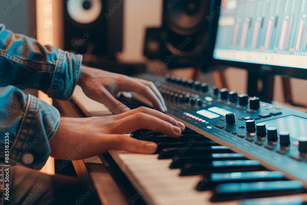 hands of a person playing the piano