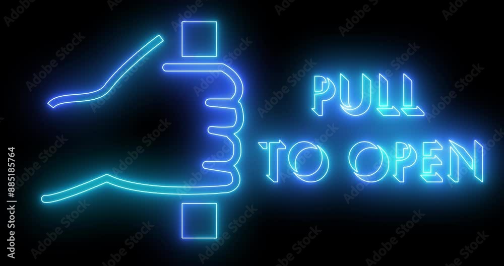 4K Pull to open sign and text animation in an alpha channel. Neon-colored text and sign with a neon moving outline for online shop, blog, web, cafe, and hotel. Technology video material animation.
4K Pull to open sign and text animation in an alpha channel. Neon-colored text and sign with a neon moving outline for online shop, blog, web, cafe, and hotel. Technology video material animation.