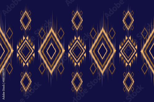 Ikat motifs ethnic fabric seamless pattern blue. traditional ikat ethnic pattern style. Designed for saree, sarong, batik ,carpet ,clothing ,ikat pattern ,fabric ,embroidery ,textile art ,weaving