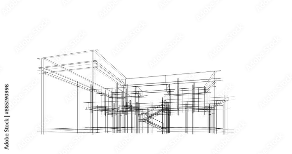 wireframe of a building