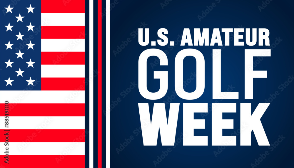 Fototapeta premium U.S. Amateur Golf Week is observed every year in August. Holiday concept. Template for background, banner, card, poster, placard, design template with unique shapes with standard color.