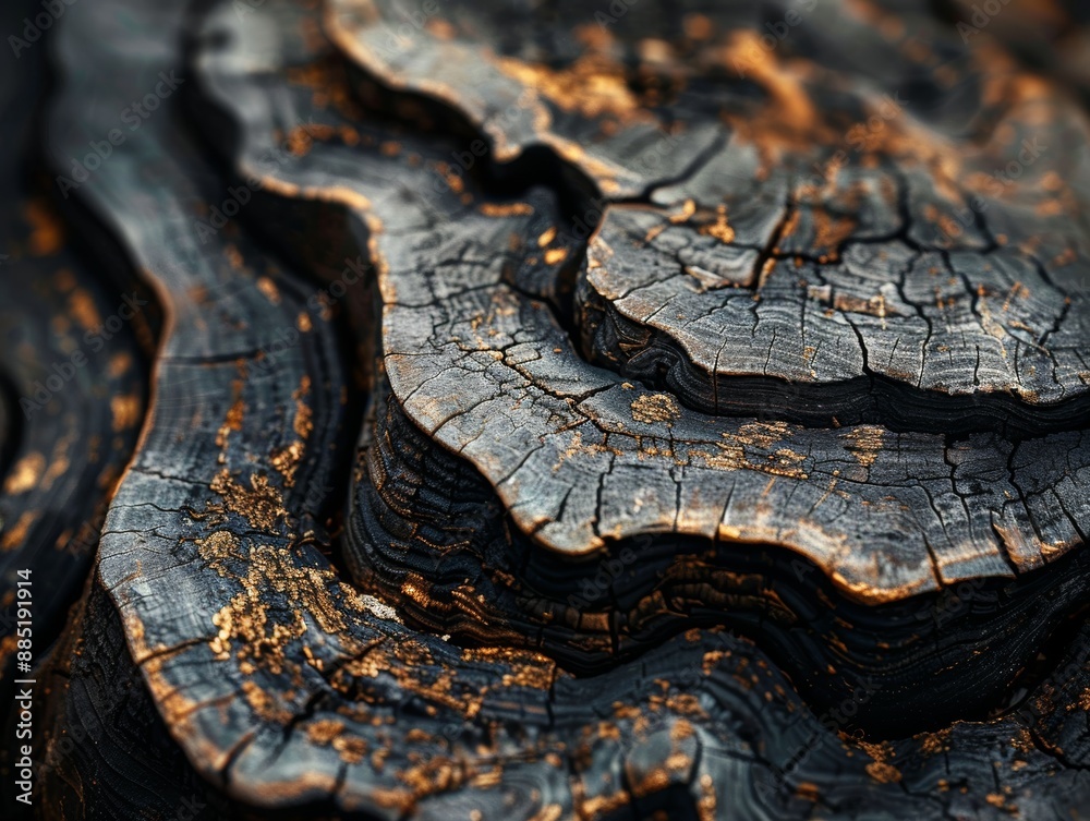 Close-up of intricately textured and weathered tree bark with charred details and natural patterns showing intricate layers and organic lines Close-up of intricately textured and weathered tree bark with charred details and natural patterns showing intricate layers and organic lines