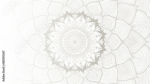 Round mandala on colorfull gradient background. Translucent mesh pattern in the form of a mandala. Mandala with floral patterns. Pastel Yoga template. Gradient background with round mandala. Bg, FG