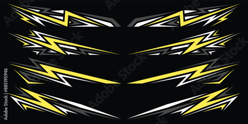 Sport car decal stripes. Speed lines, Sports stripes, racing tuning strips and car sticker vector set. Vector illustration	