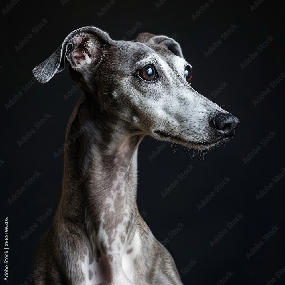 Aristocratic breed - whippet dog conformation show portrait. High quality photo Aristocratic breed - whippet dog conformation show portrait. High quality photo
