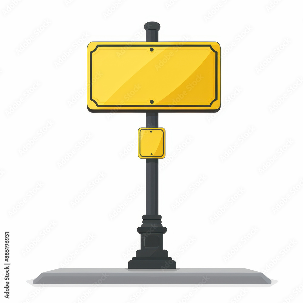 A yellow street sign, caution element, 3D render, minimalistic style A yellow street sign, caution element, 3D render, minimalistic style
